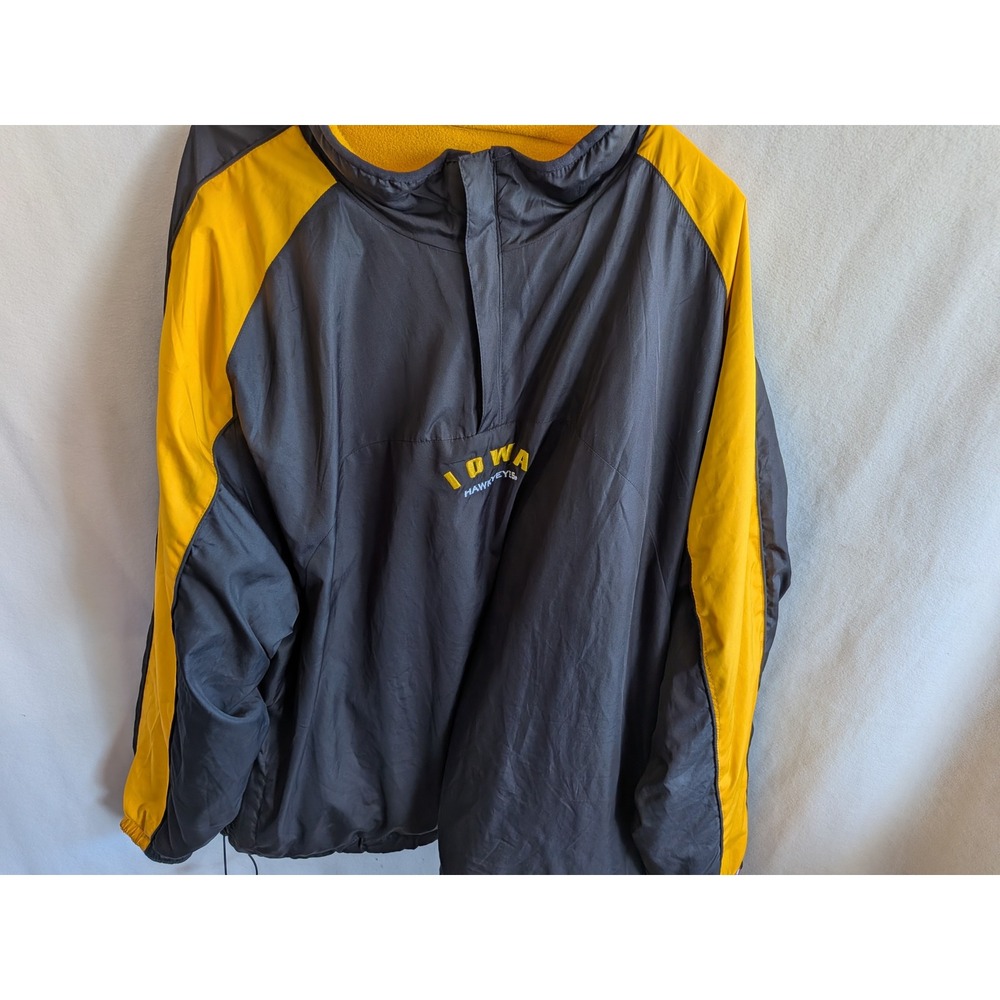 Iowa Hawkeyes Quarter Zip Windbreaker Jacket Grey Gold Mens XL